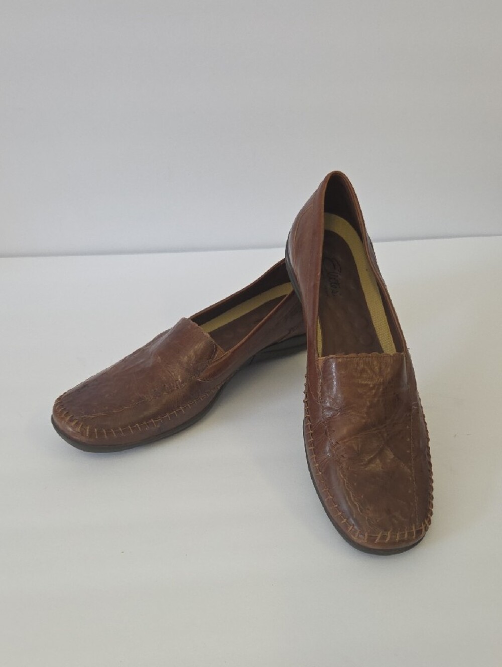 Walking Cradles Elite Tippy Slip On Loafer Shrunken Leather Rustic Brown Sz 9.5